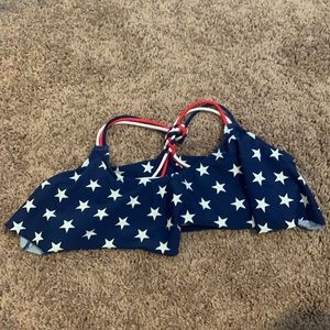 Red white and blue star swim top